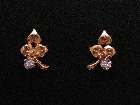 Ohrringe Blatt aus Gold mit Diamant 0,02 ct W/P, gefertigt von Juwelier Harnisch, Brillant und Diamant, stilvolles Design in Blattform mit funkelndem Stein.
