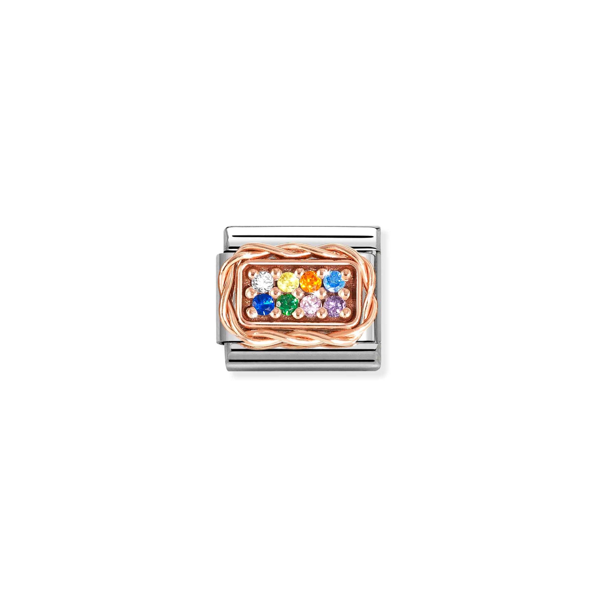 Nomination Composable Classic Charm Pavé bunt - Edelstahl, Roségold, Zirkonia
