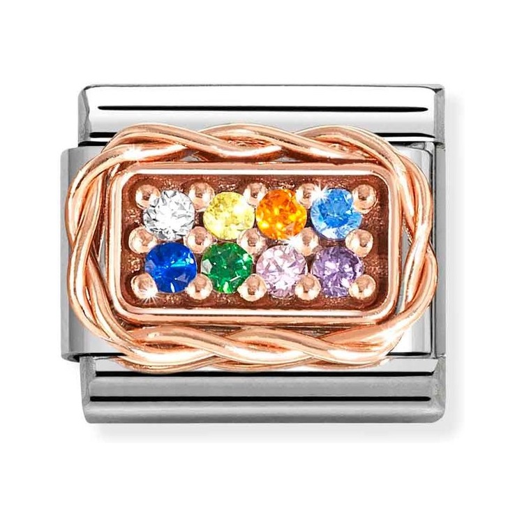 Nomination Composable Classic Charm Pavé bunt - Edelstahl, Roségold, Zirkonia