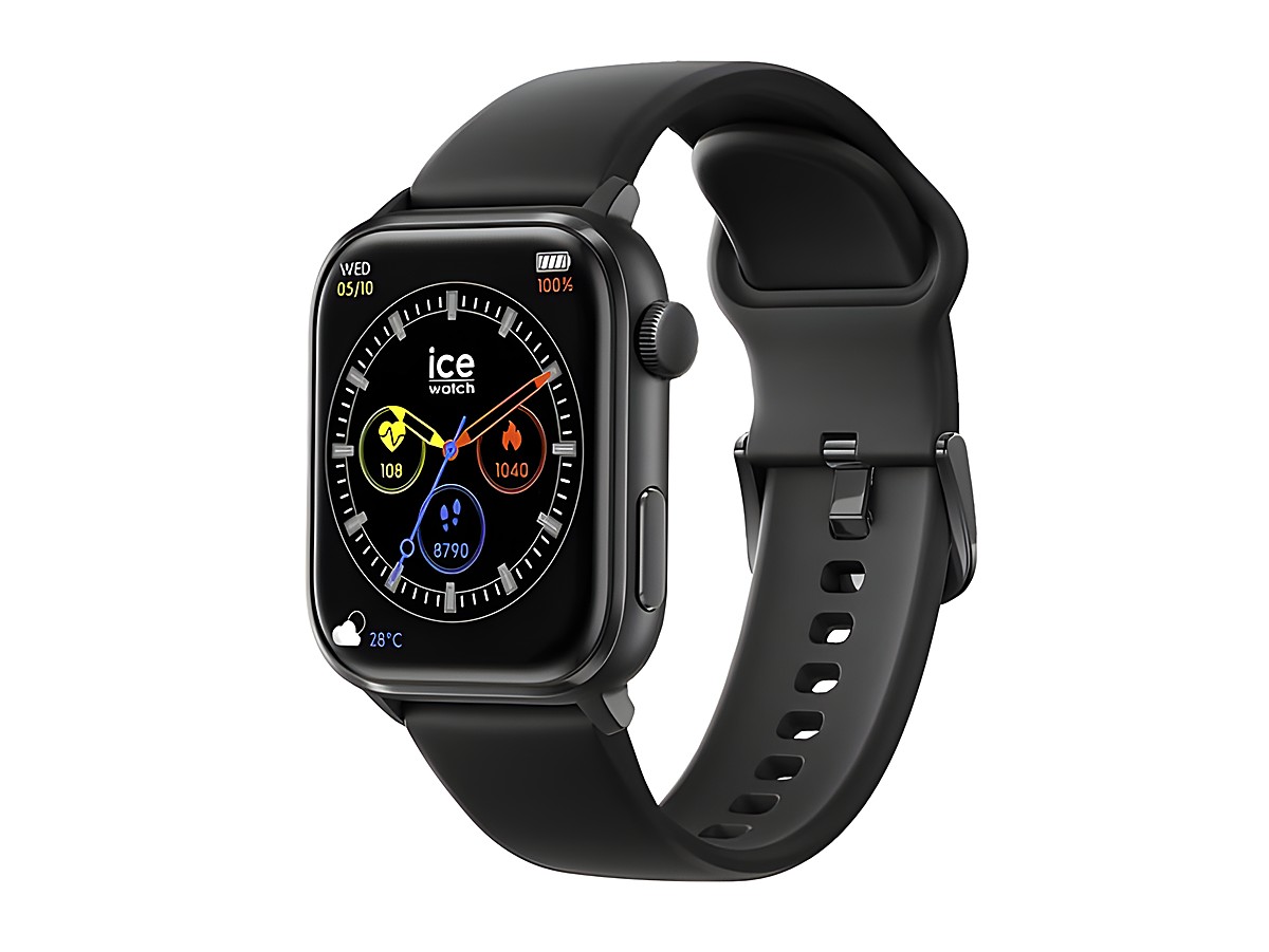 Schwarze Ice watch ICE Smart 2.0 Smartwatch mit digitalem Display, gesundheitsbezogenen Funktionen und sportlichem Design, ideal für den täglichen Gebrauch und Fitnessaktivitäten.