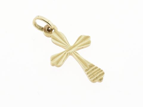 Gold Anhänger in Kreuzform aus 333 Gold mit geschliffenem Muster, Hersteller: Juwelier Harnisch, klassisches Design ideal für den Alltag oder besondere Anlässe.