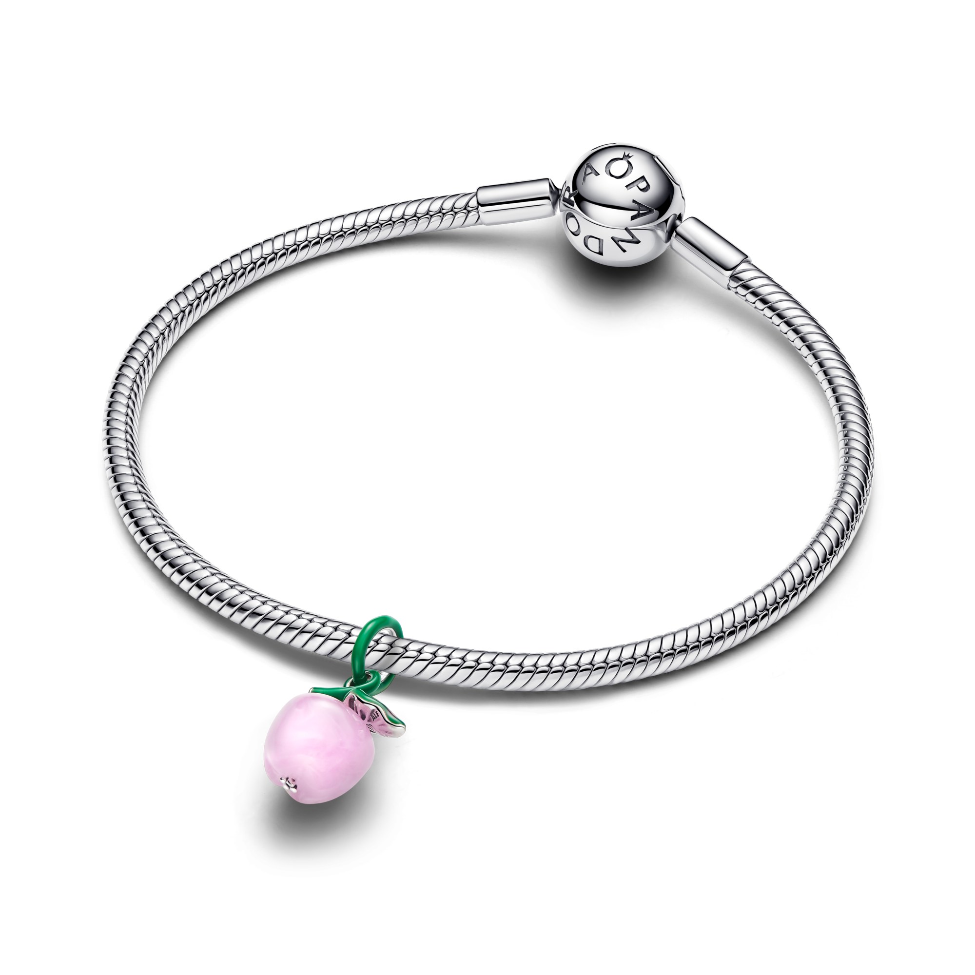 Pandora Rosafarbener Apfel Murano-Charm - Sterling Silber - Murano Glas + Emaille + Zirkonia Pink – Ansicht 3