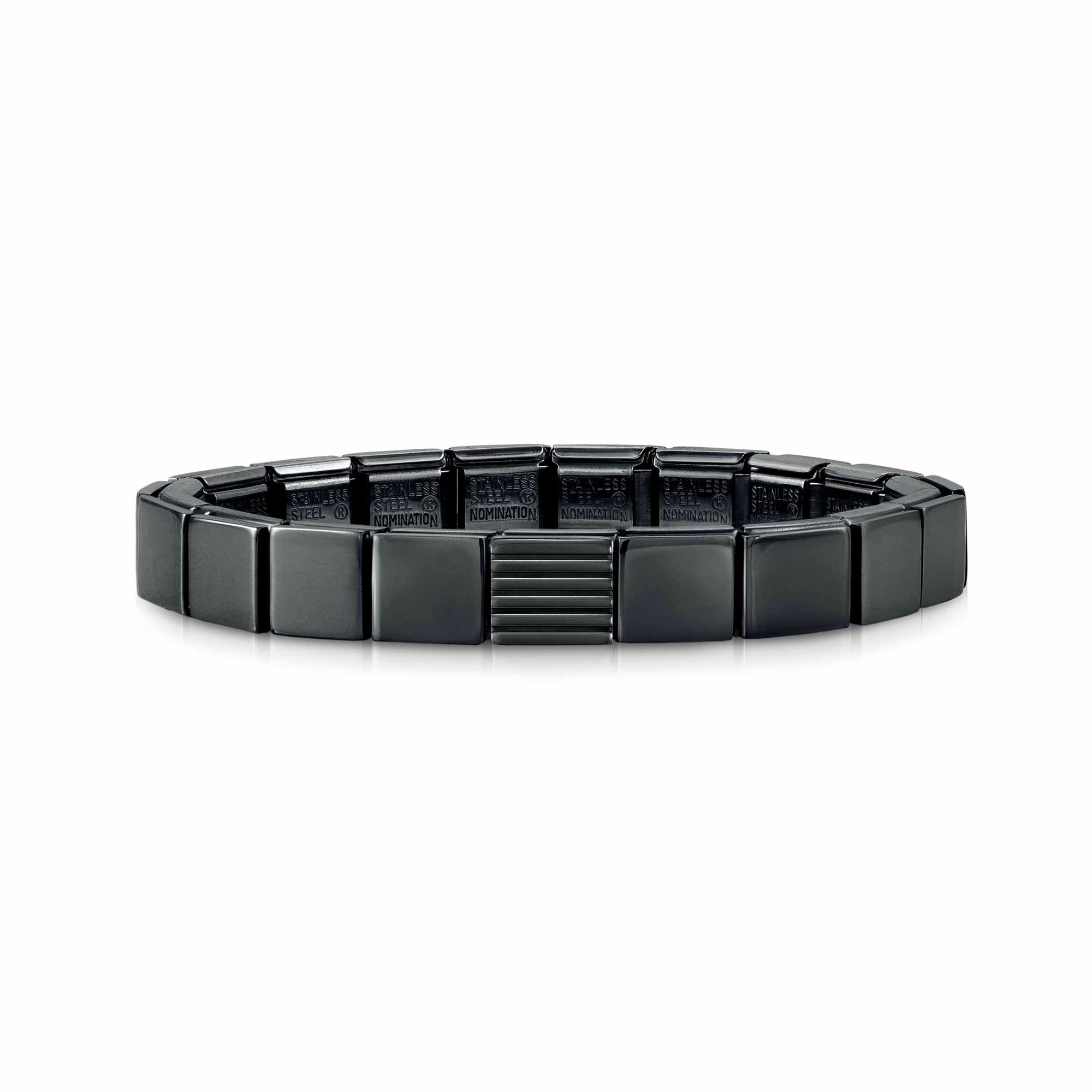 Nomination Classic GLAM Armband Edelstahl Schwarz - Small stripes