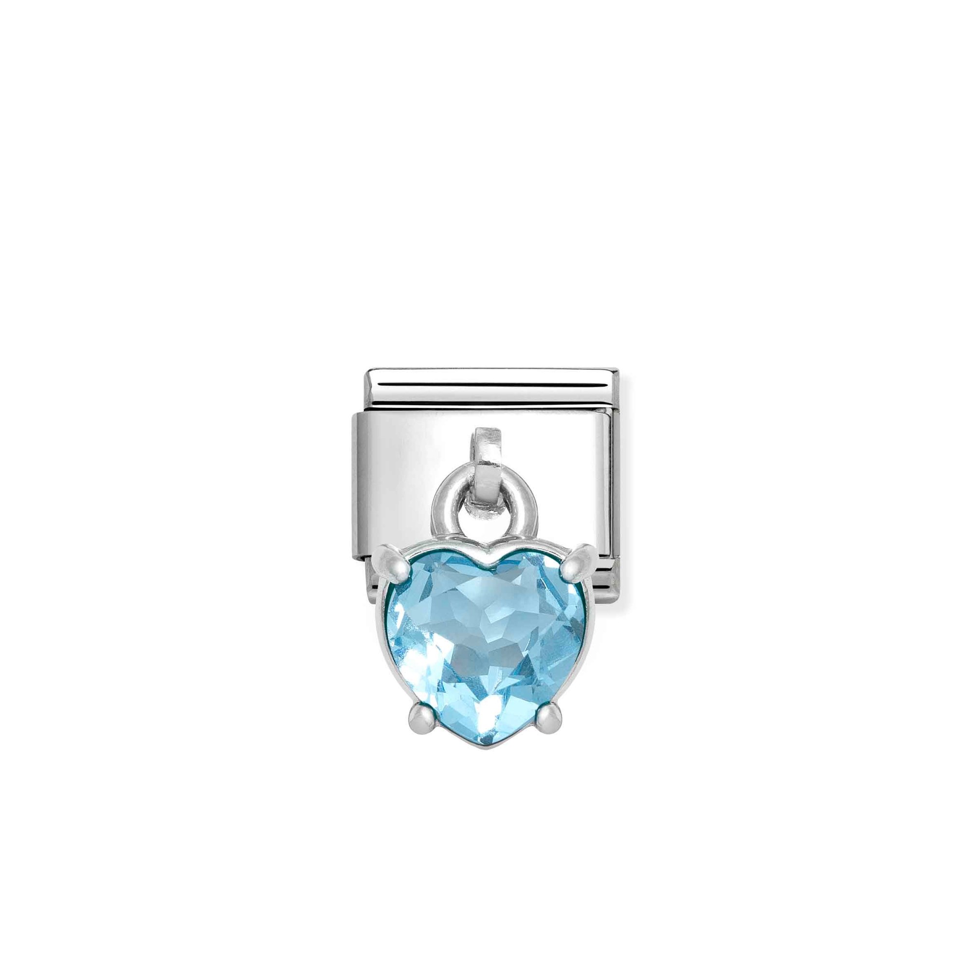 Nomination Composable Classic Charm Herz Anhänger hellblau - Edelstahl, Sterling Silber, Zirkonia