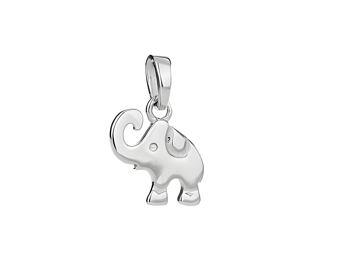 Elefant Anhänger tierisch Silber rhodiniert von Juwelier Harnisch, ein charmanter Schmuck für Tierliebhaber, elegant verarbeitet und ideal zum Verschenken oder Selbsttragen.