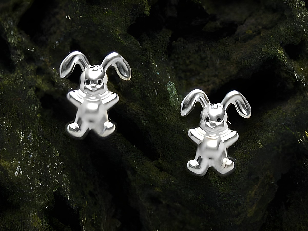 Ohrringe Hase - 925 Sterling Silber - niedlich - von Juwelier Harnisch, für Kinder, mit einem süßen Hasenmotiff in glänzendem Silberdesign. Ideal für junge Modesüchtige.