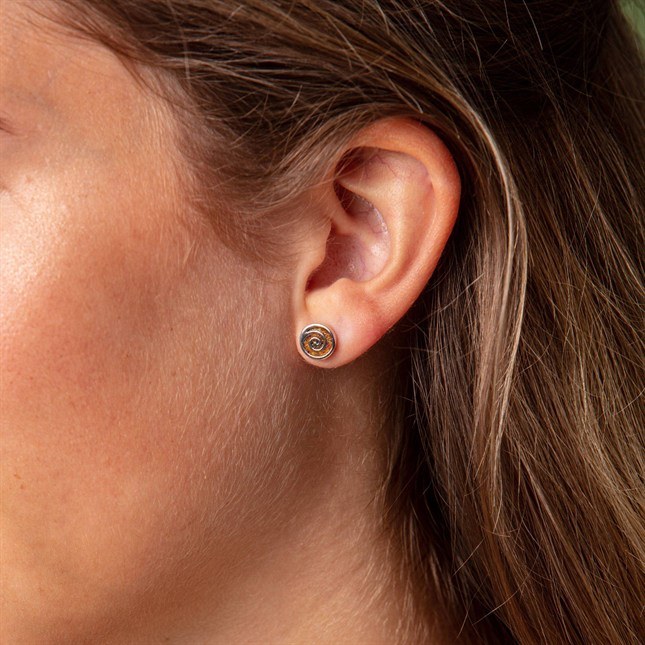 DUR Ohrringe Ohrstecker Spirale 2.0 - Sterling Silber - Bernstein – Ansicht 3