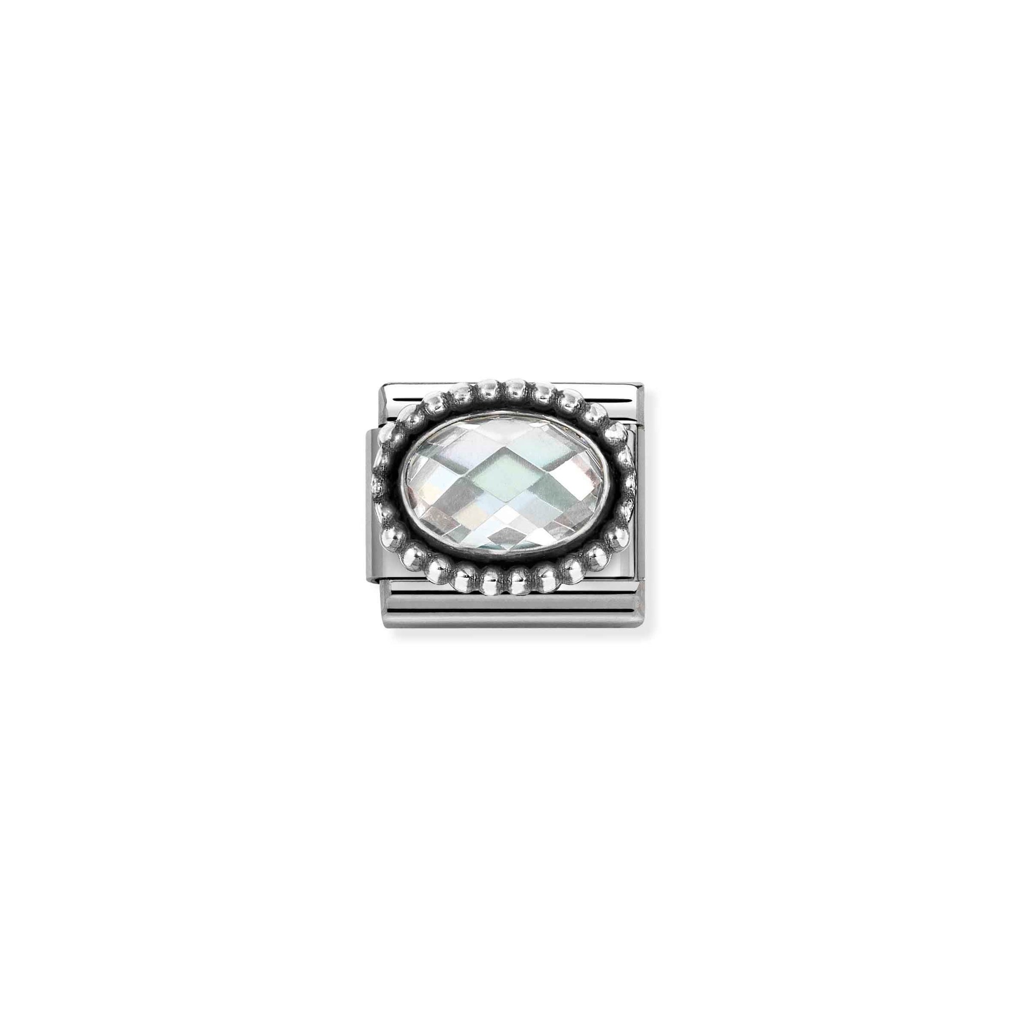 Nomination CLASSIC Element - fac. Zirkonia - oval in Sterling Silber Kugel - Weiß – Ansicht 2