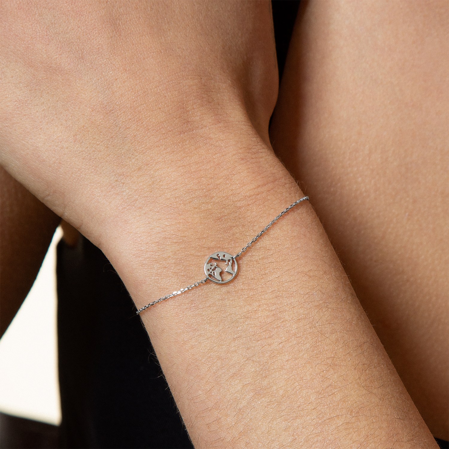XENOX Sterling Silber Armband XS3165 - 15-18,5 cm - WANDERLUST - Ankerkette - Weltkugel – Ansicht 3