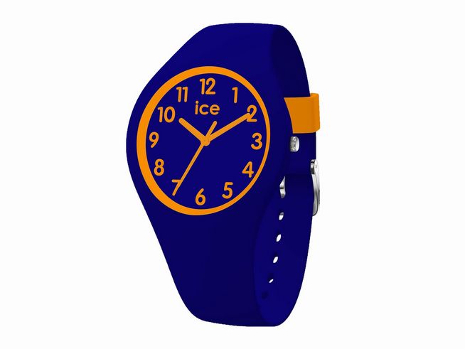 Ice Watch Uhr 022741 - ICE ola kids Captain in Orange und Blau. Die Uhr hat ein sportliches Design mit einer blauen Silikonarmband und einem großen, orangefarbenen Ziffernblatt für Kinder.