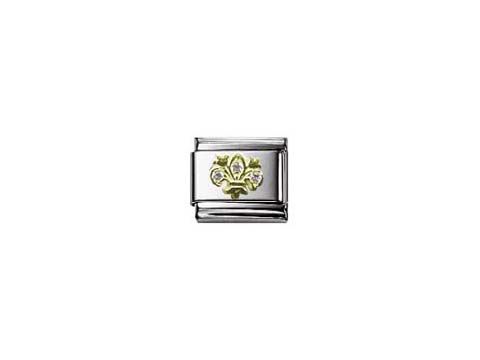 Zirkonia Lilie in weiß von Nomination, elegant gestaltet mit einem floralen Motiv aus hochwertigem Zirkonia auf einem silbernen Hintergrund, ideal für Armbänder.