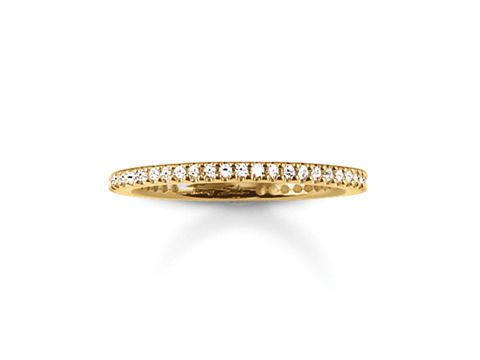 Silberner Thomas Sabo Ring TR1980-414-14-48 mit vergoldeter Oberfläche und Zirkonia-Steinen, Größe 48. Elegant und zeitlos im Design.