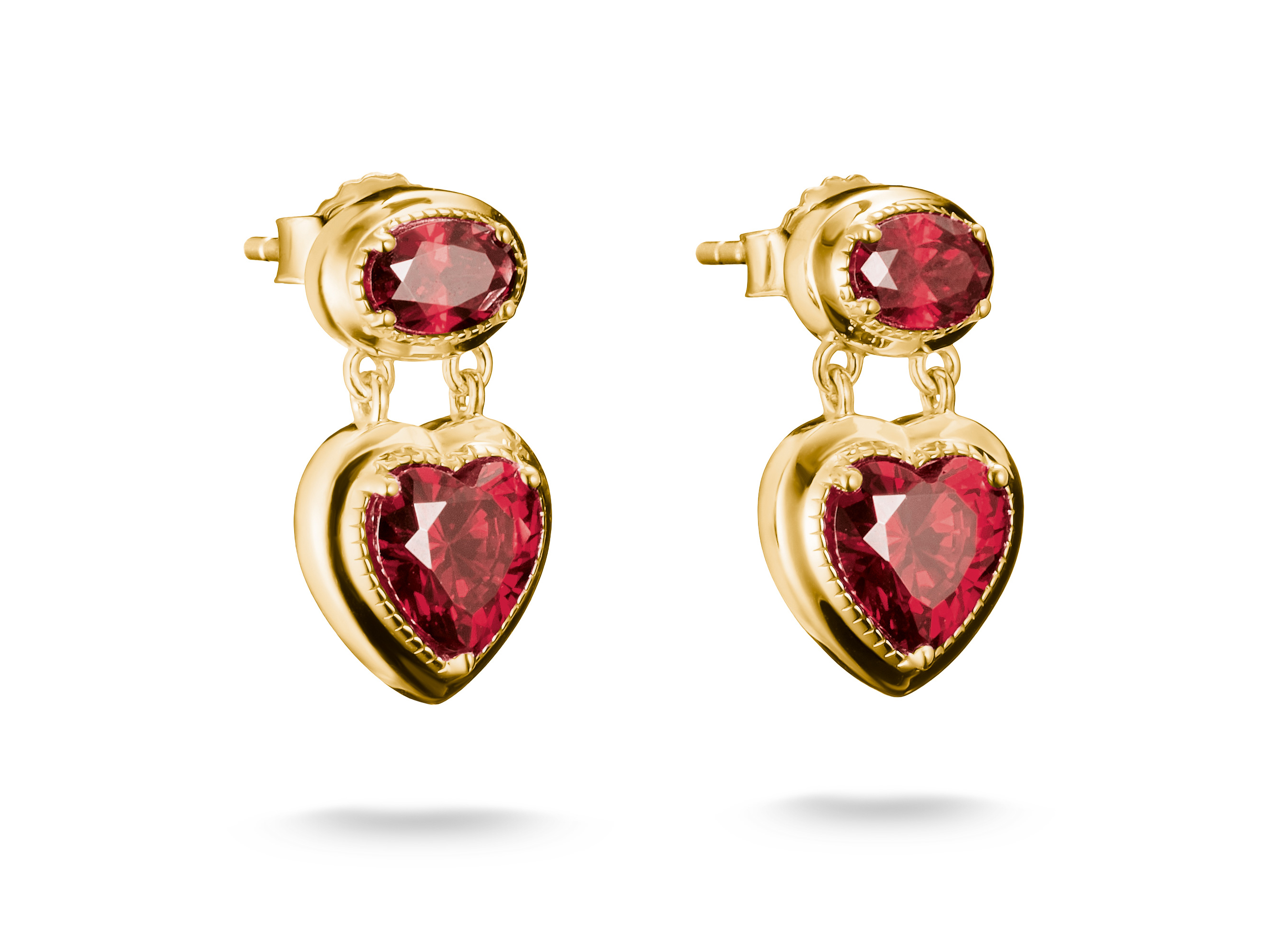 Thomas Sabo H2340-414-10 ELYNDRA HERZ Ohrringe - 750/- Gold auf Silber & Zirkonia - Rot