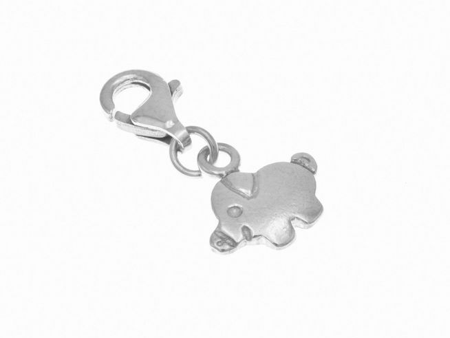 303178-0 Charmanhänger in Form eines Schweins aus poliertem Sterling Silber, hergestellt von Juwelier Harnisch, ideal für individuelle Schmuckstücke und als Anhänger für Armbänder oder Ketten.