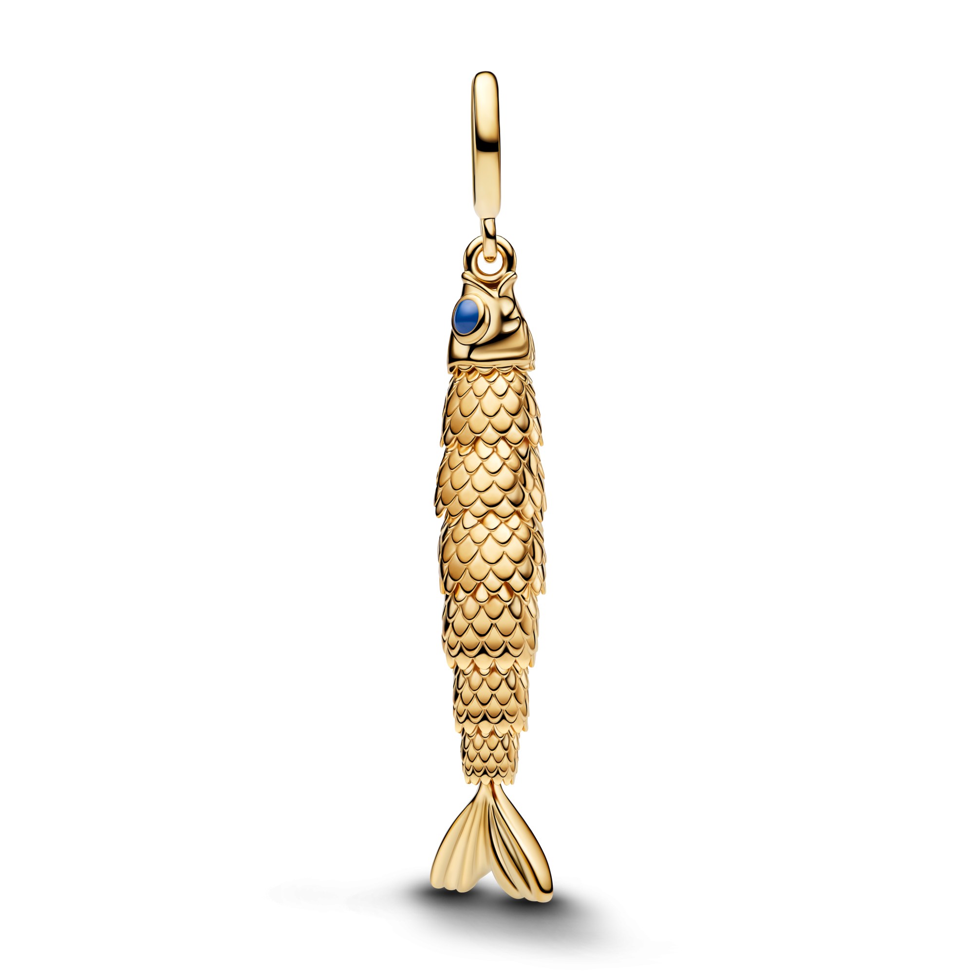 Pandora Beweglicher Fisch-Dangle-Charm - Blau - Gelbgold Vergoldung – Ansicht 3