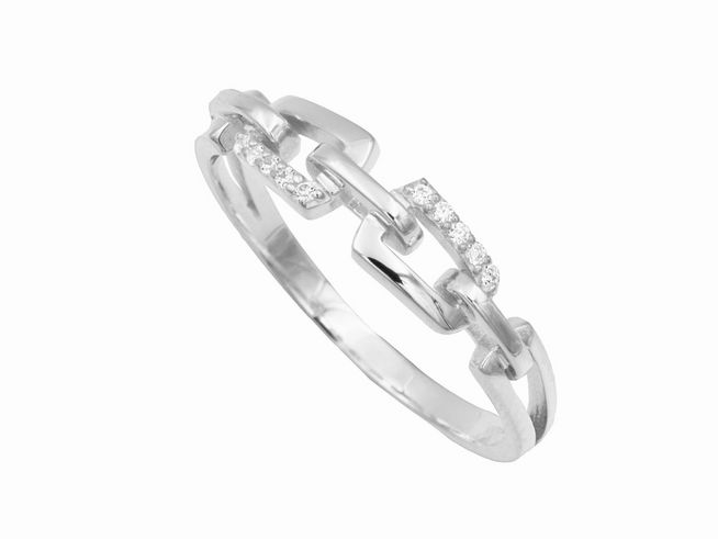 Ring funkelnde Glieder aus rhodiniertem Sterling Silber in Größe 58 mit glitzernden Steinen, elegantes Design von Juwelier Harnisch. Ideal für stilvolle Akzente.