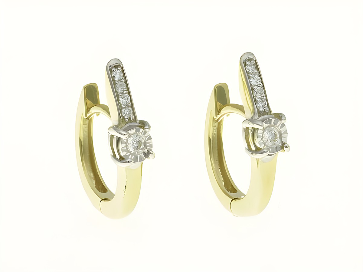 Designer Creolen aus Gelbgold und Weißgold Bicolor 585 rhodiniert mit Diamanten, Herstellers Juwelier Harnisch, bis 25 mm, elegant und zeitlos. Ideal für besondere Anlässe.