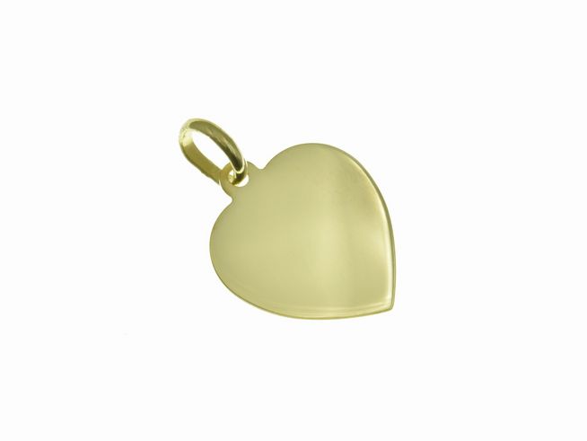 Gravurplatte Herz Anhänger aus 1,2 cm Sterling Silber gelbgold vergoldet, schlichtes Design, Hersteller Juwelier Harnisch. Ideal für individuelle Gravuren und persönliche Geschenke.