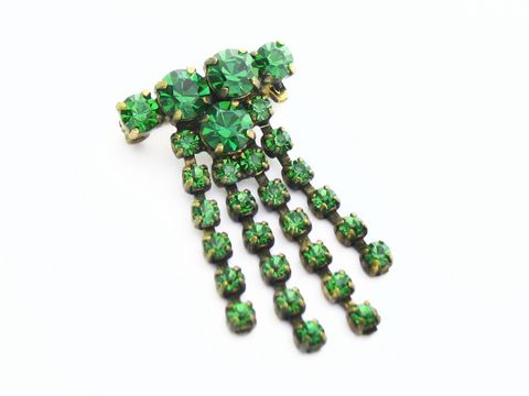 Grün Strass Brosche -Sexy City Look- mit strahlenden Kügelchen, Hersteller: Juwelier Harnisch, elegant gestaltet, ideal für besondere Anlässe und modische Akzente.
