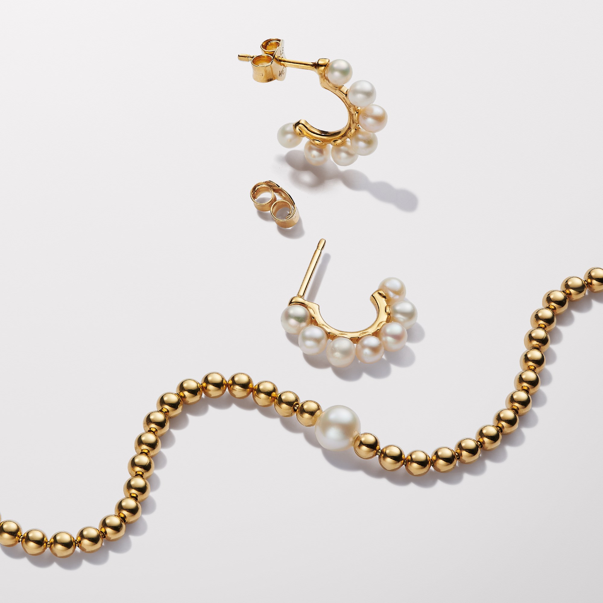 Pandora Zuchtperle & Kugeln Armband - Gelbgold verg. - Steinmix Weiß – Ansicht 2