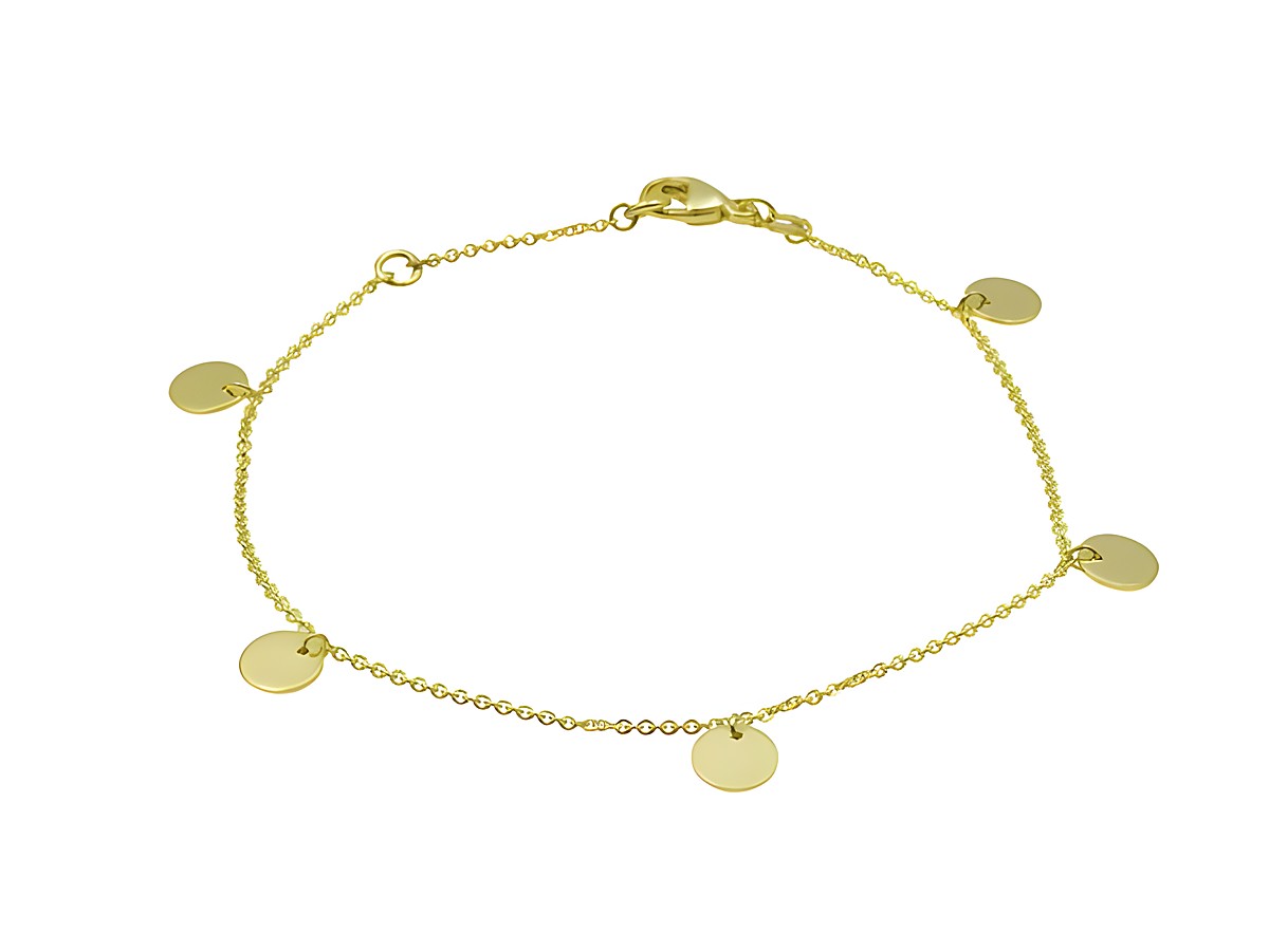 Armband Plättchenreihe aus Silber gelbgoldvergoldet mit einer Länge von 17 cm und 19 cm, ohne Stein, Hersteller Juwelier Harnisch. Elegant und modern.