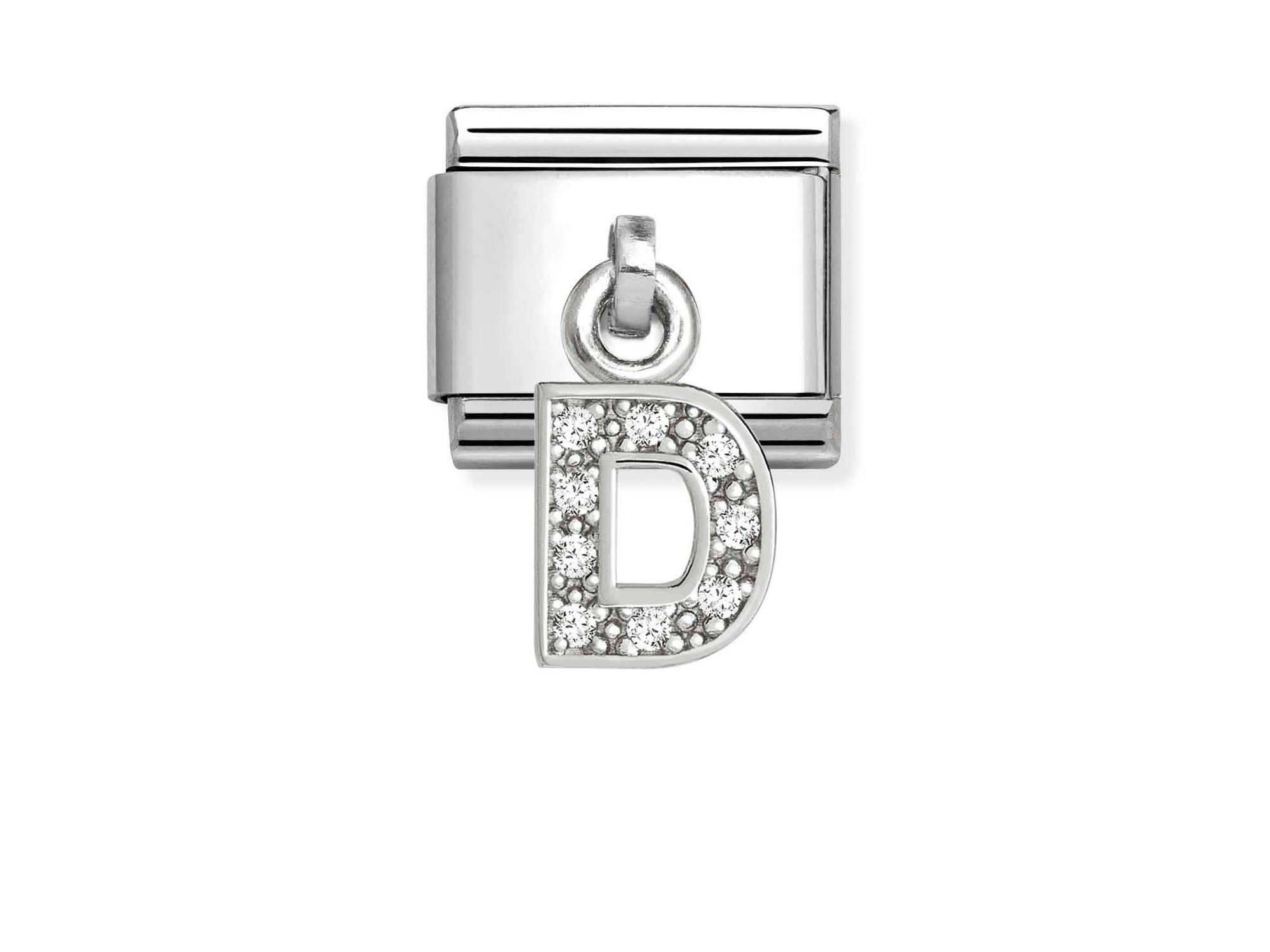 Classic Sterling Silber Charm mit dem Buchstaben D, verziert mit funkelnden Zirkonia, von Pandora, Neuheiten, elegant und modern gestaltet. Ideal für persönliche Schmuckstücke.