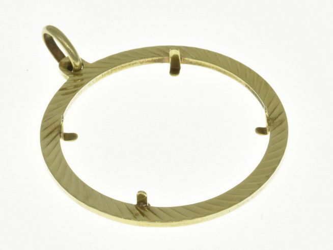 Münzfassung Anhänger aus 585 Gold mit Diamantschliff, Durchmesser 25,3 mm, geeignet für max. Münzen, hergestellt von Juwelier Harnisch.