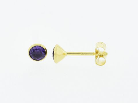 Gold Ohrringe mit einem charmanten Amethyst, 4,3mm Stecker aus 333 Gold, Hersteller Juwelier Harnisch, weitere Steine verfügbar.