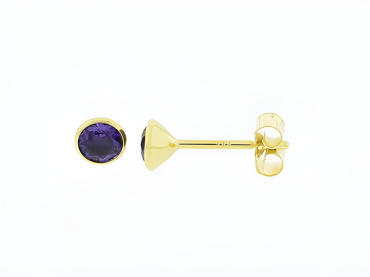 Gold Ohrringe mit einem charmanten Amethyst, 4,3mm Stecker aus 333 Gold, Hersteller Juwelier Harnisch, weitere Steine verfügbar.
