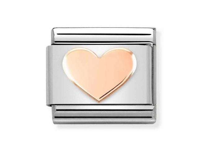 443010437-0 Ein elegantes Schmuckelement aus Edelstahl mit einer herzförmigen Roségoldauflage, das eine klassische und zeitlose Ausstrahlung vermittelt. Ideal für individuelle Schmuckgestaltungen.
