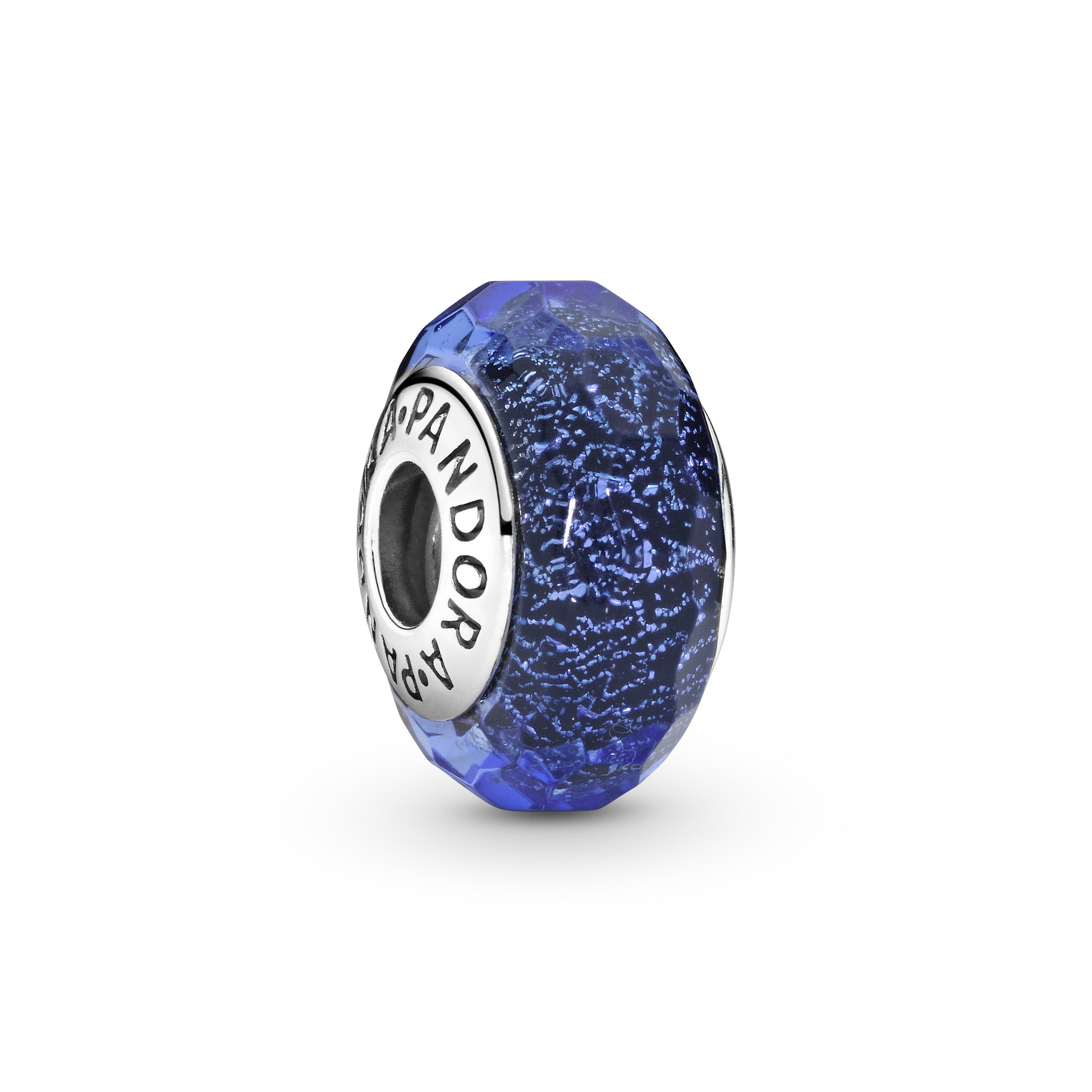 PANDORA Schillernd blaue Facetten Charm - Silber - Murano-Glas schillernd-blau