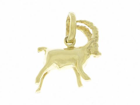 Polierter Goldanhänger in Form eines Steinbocks, ideales Geschenk für Sternzeichenliebhaber, Hersteller Juwelier Harnisch, perfekt für besondere Anlässe.