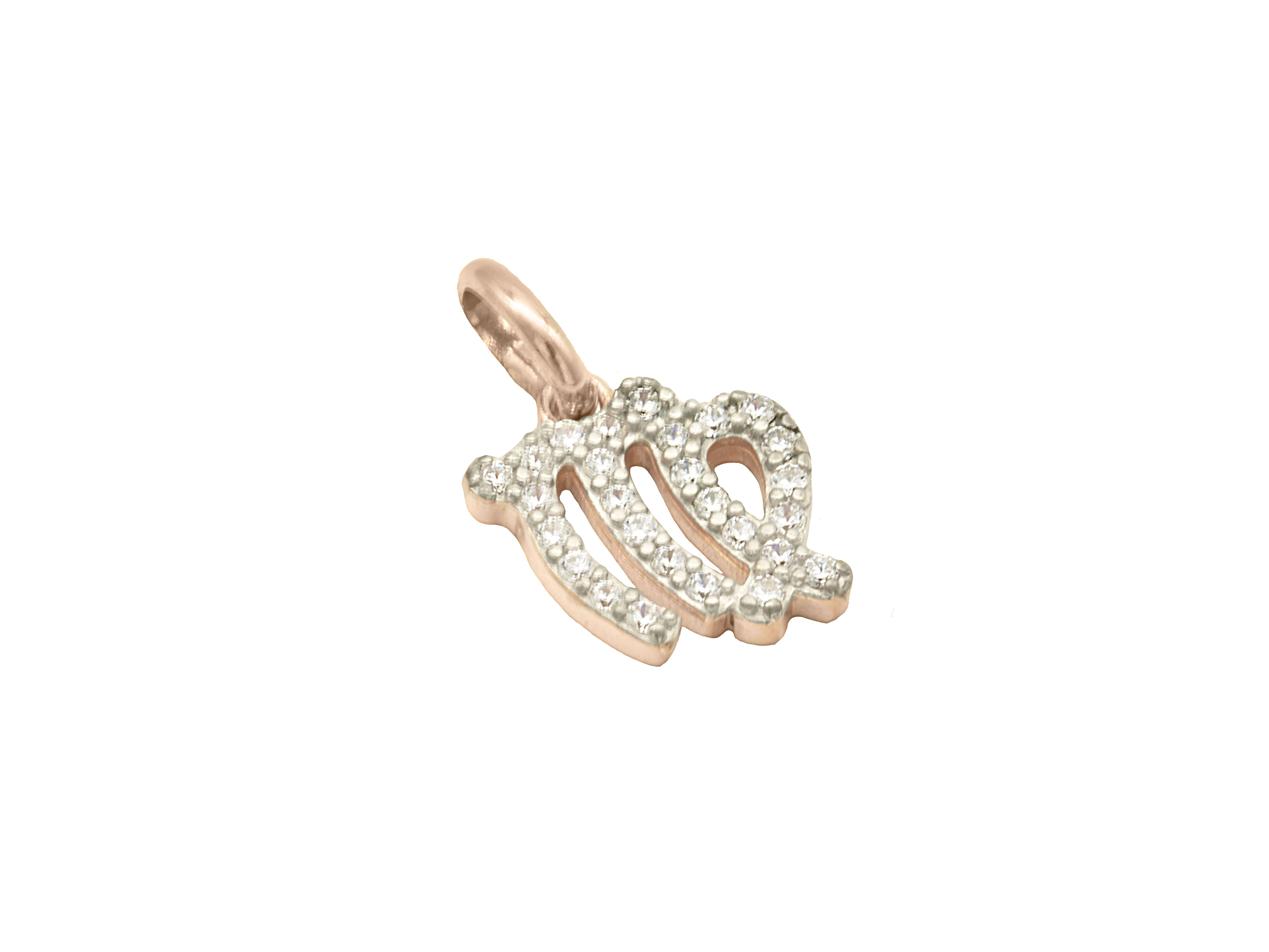 Anhänger im Design des Sternzeichens Jungfrau aus 925 Sterling Silber, vergoldet in Roségold und poliert, verziert mit Zirkonia. Ideal als Schmuckstück für Sternzeichenliebhaber.