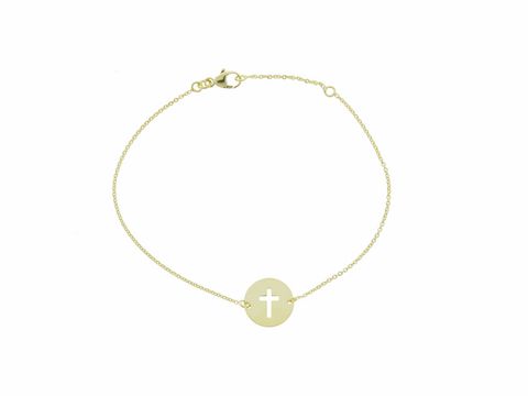 Armband mit einem klassischen Kreuz, Silber vergoldet, Hersteller Juwelier Harnisch, Länge 19,5 cm, elegantes und zeitloses Design für jeden Anlass.