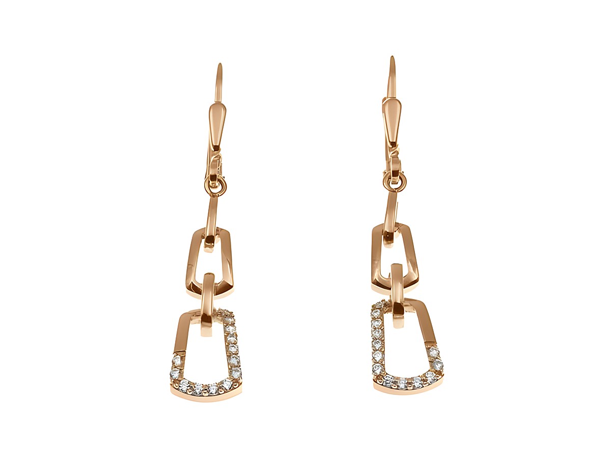 Ohrhänger funkelnde Glieder aus Sterling Silber mit Roségold Vergoldung, verziert mit Stein, Hersteller Juwelier Harnisch. Elegant und stilvoll für jede Gelegenheit.