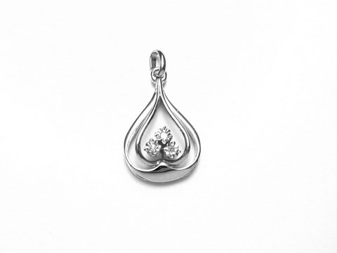 Diamant Weißgold 333 Gold Anhänger von Juwelier Harnisch, tropfenförmiges Design mit funkelnden Diamanten in der Mitte, elegantes Schmuckstück für besondere Anlässe.