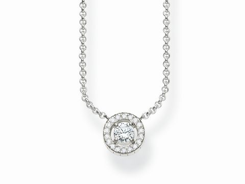 Längenverstellbare Thomas Sabo Kette aus 925 Sterling Silber mit einem zirkonia weißen Kreisanhänger, glänzend und elegant, ideal für besondere Anlässe.