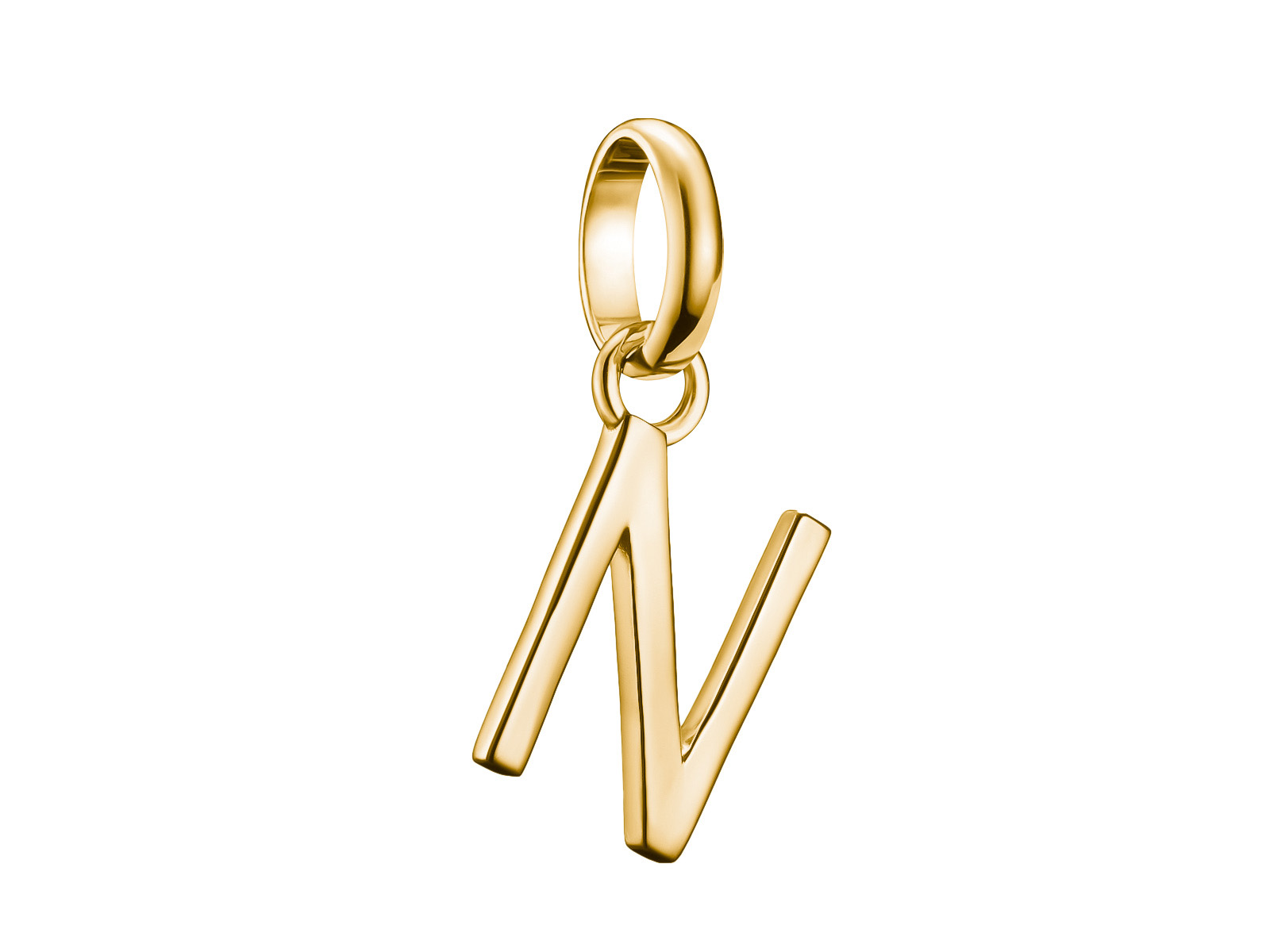 Thomas Sabo Connect Charm mit Öse, Buchstabe N, aus Silber und Gelbgold vergoldet, elegantes Design für individuelle Schmuckstücke im Charm Club CONNECT.