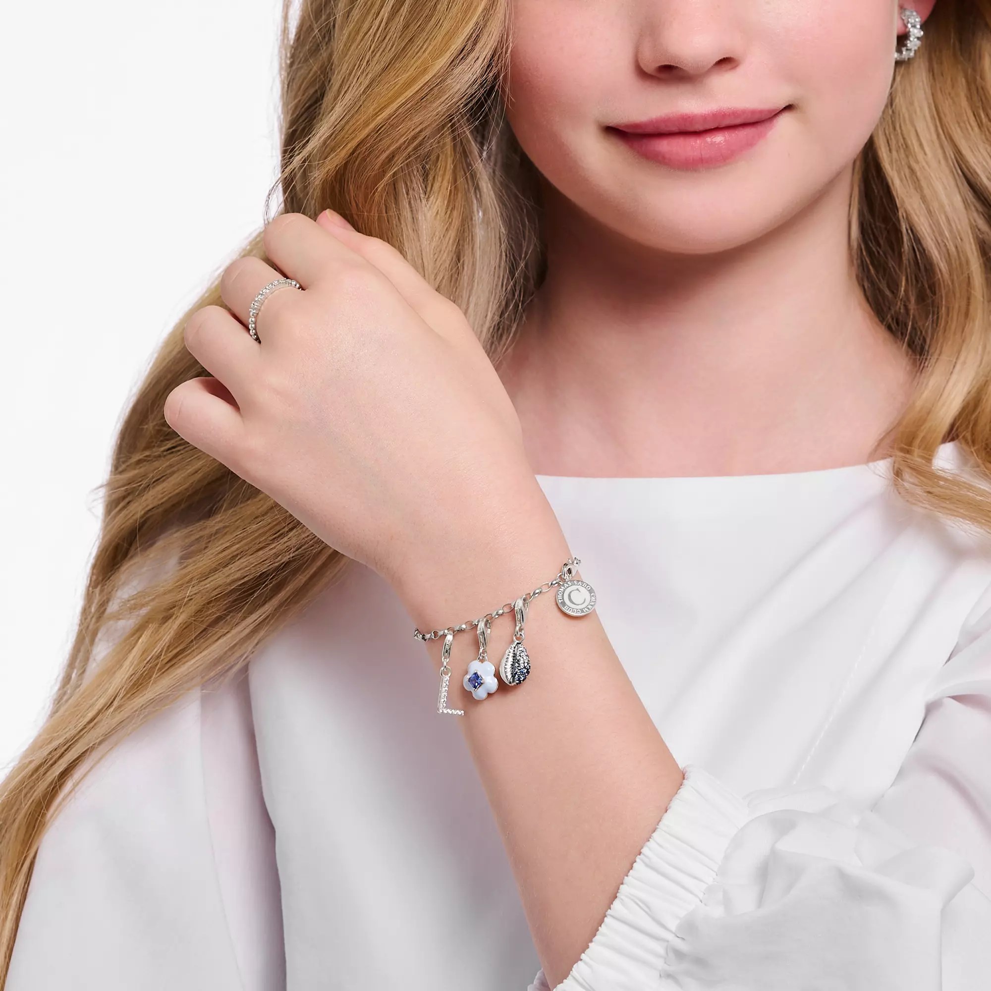 Thomas Sabo Charm-Anhänger - funkelnder Buchstabe L - Silber & Zirkonia - Weiß – Ansicht 3