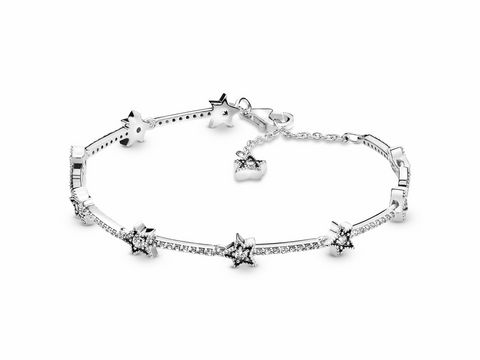 Sterling Silber Armband von Pandora mit Sternen und Zirkonia, 16 cm lang, elegantes Design, ideal für besondere Anlässe oder tägliches Tragen.