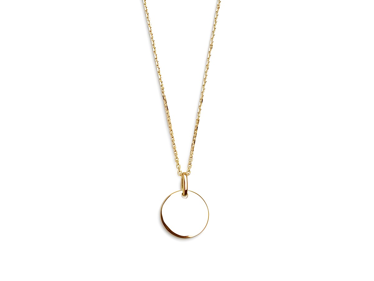 Xenox Sterling Silber Kette XS3543G in 40-45 cm mit gravierbarer Gelbgold vergoldeter Ankerkette und runder Gravurplatte. Ideal für persönliche Botschaften oder Geschenke.