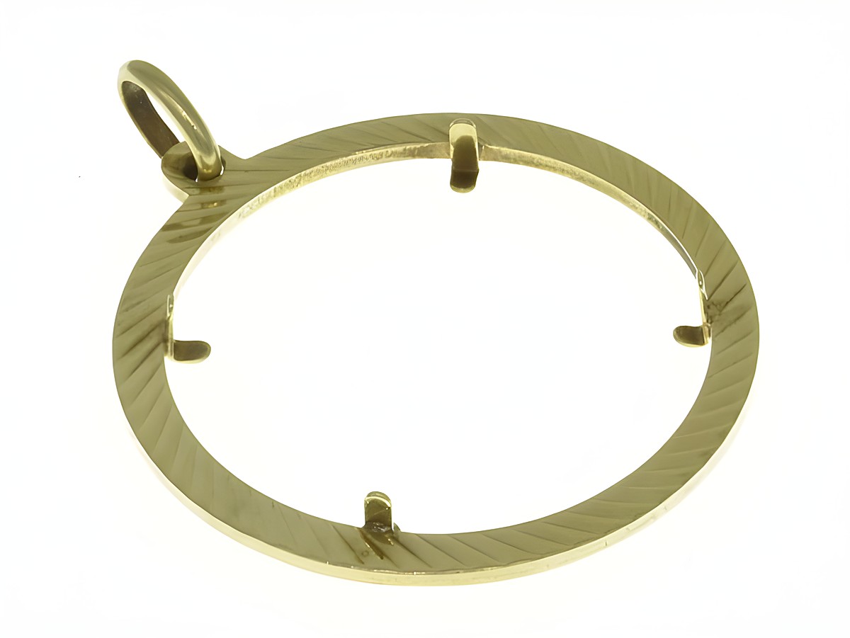 Münzfassung Anhänger aus 585 Gold mit Diamantschliff, Durchmesser 26,4 mm, geeignet für Münzen, Hersteller Juwelier Harnisch, edles Design für Schmuckliebhaber. – Ansicht 3