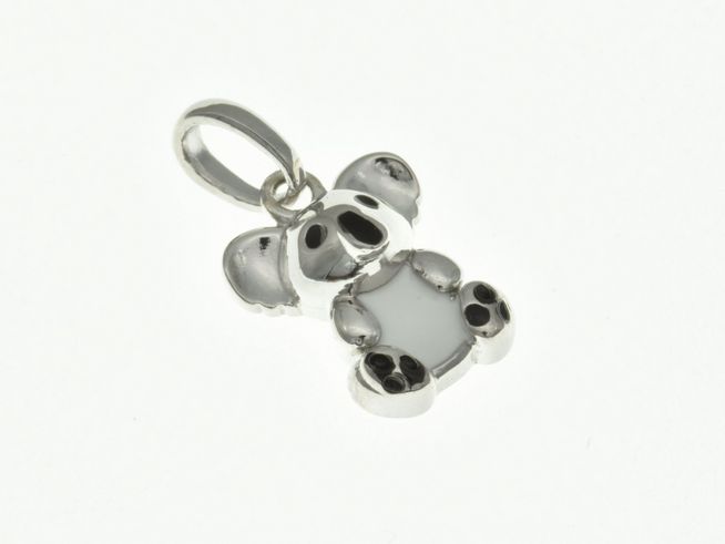 Koalabär Anhänger aus rhodiniertem Sterling Silber mit Emaille, ideal für Kinder, zeigt einen niedlichen Koala mit großen Augen und einem fröhlichen Ausdruck.