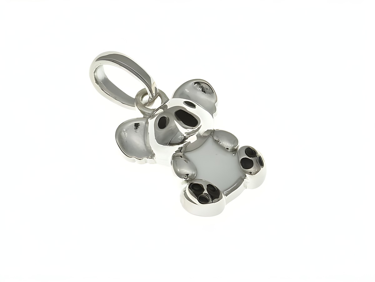 Koalabär Anhänger aus rhodiniertem Sterling Silber mit Emaille, ideal für Kinder, zeigt einen niedlichen Koala mit großen Augen und einem fröhlichen Ausdruck.