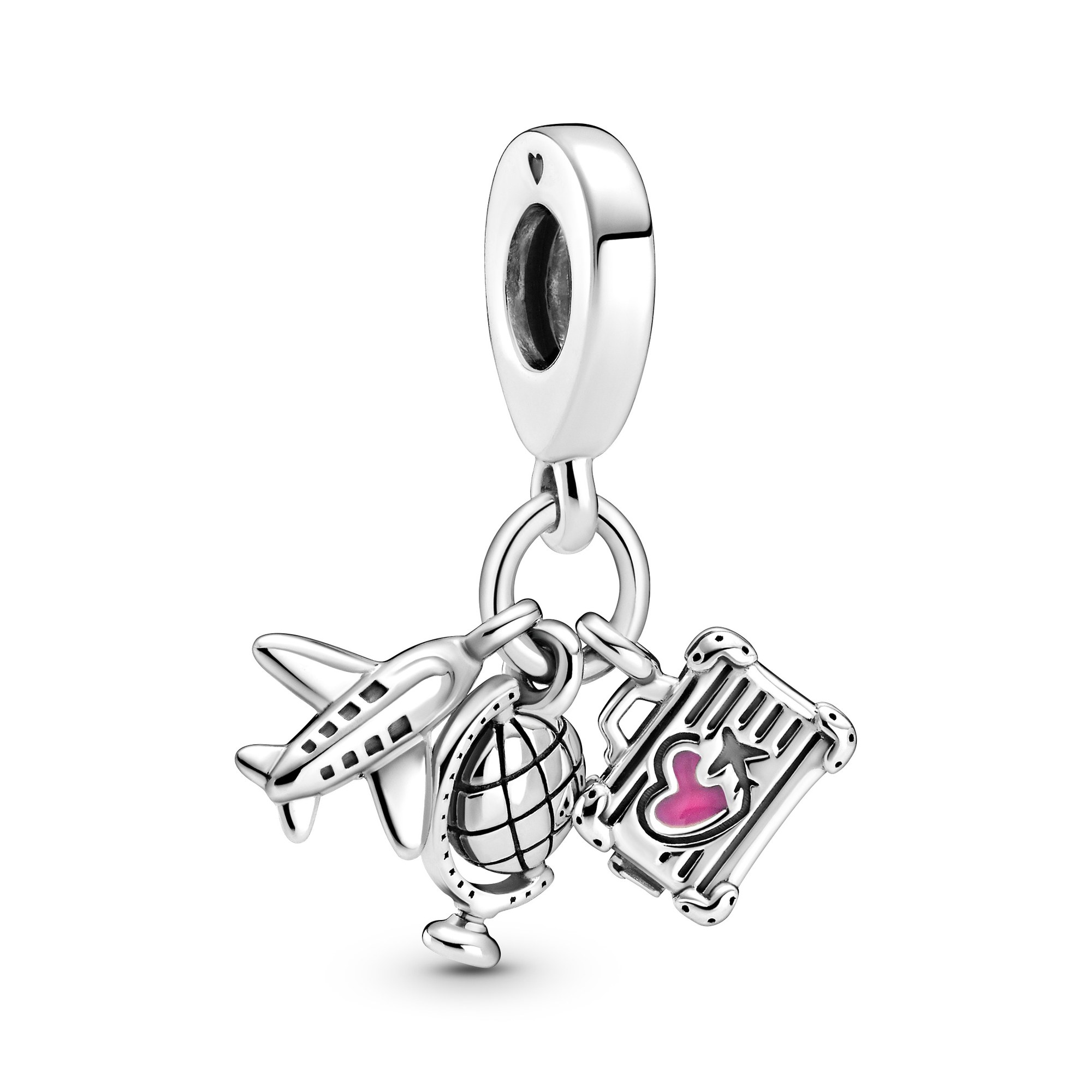 Pandora Silber Flugzeug, Globus & Koffer Charm baumeln