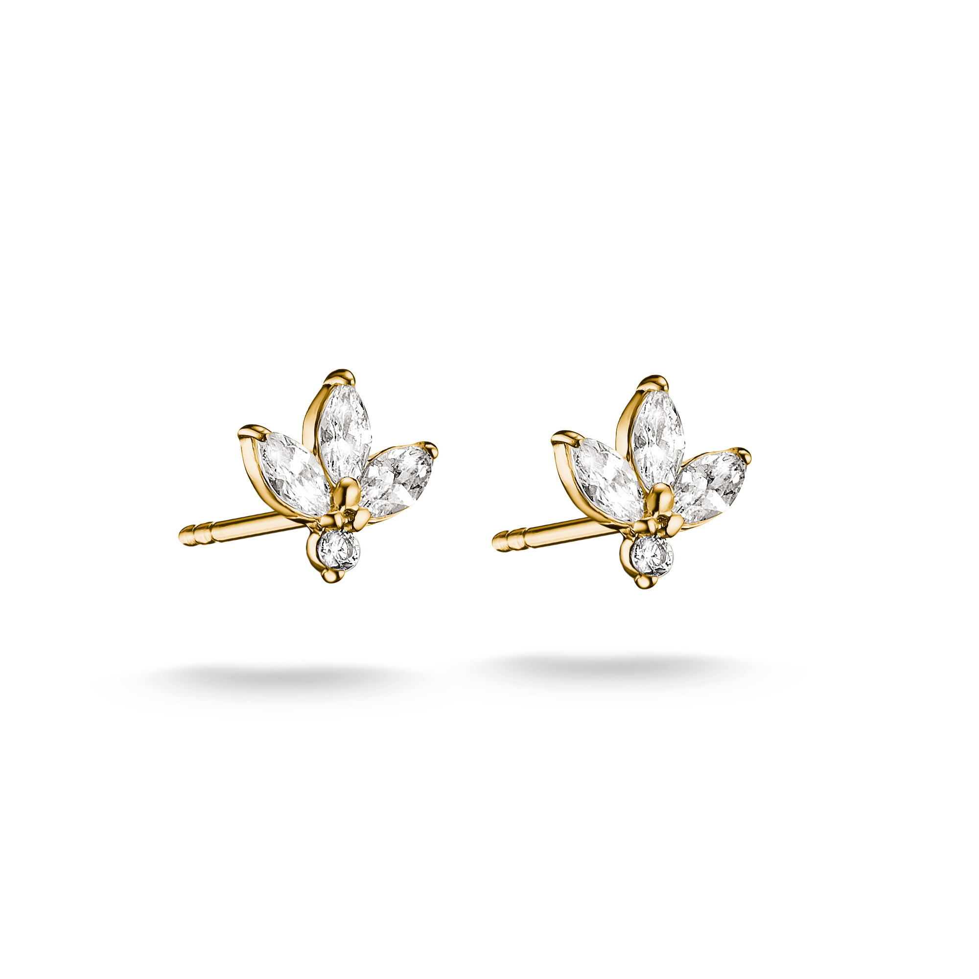 Thomas Sabo Ohrstecker in Blütenform aus 18k Gelbgold Vergoldung mit Zirkonia-Steinen. Elegantes Design und funkelnde Akzente für stilvolle Auftritte. Neuheiten für Schmuckliebhaber.