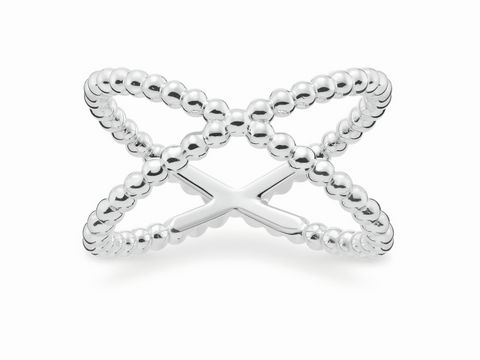 Thomas Sabo Ring TR2152-001-21-48 aus Silber in Größe 48, mit elegantem Design aus Perlenstruktur und einem kreuzförmigen Element, ideal für stilvolle Akzente.