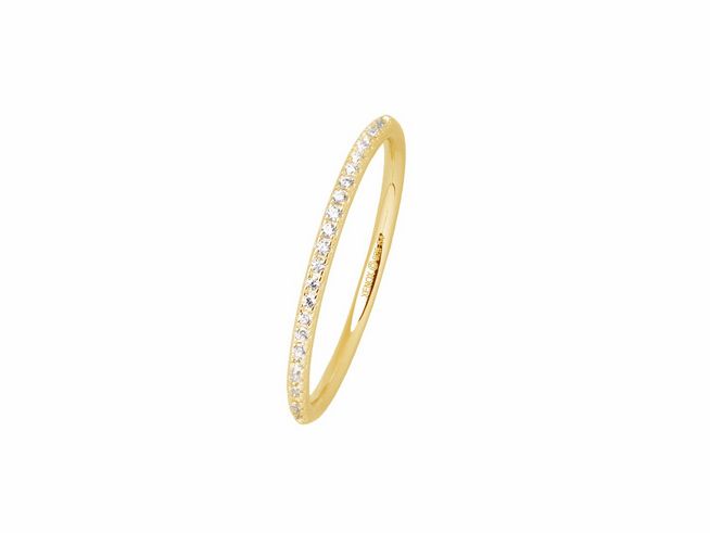 Der Xenox Sterling Silber Ring XS1721G/54 ist in Gelbgold vergoldet und hat eine elegante, schlichte Form. Er ist mit funkelnden Zirkonia-Steinen besetzt und hat die Größe 54.