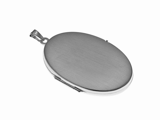 Silber Medaillon oval klassisch mattiert, Hersteller Juwelier Harnisch, elegant gestaltet mit einem dezenten Finish, ideal für persönliche Erinnerungen oder als Schmuckstück.