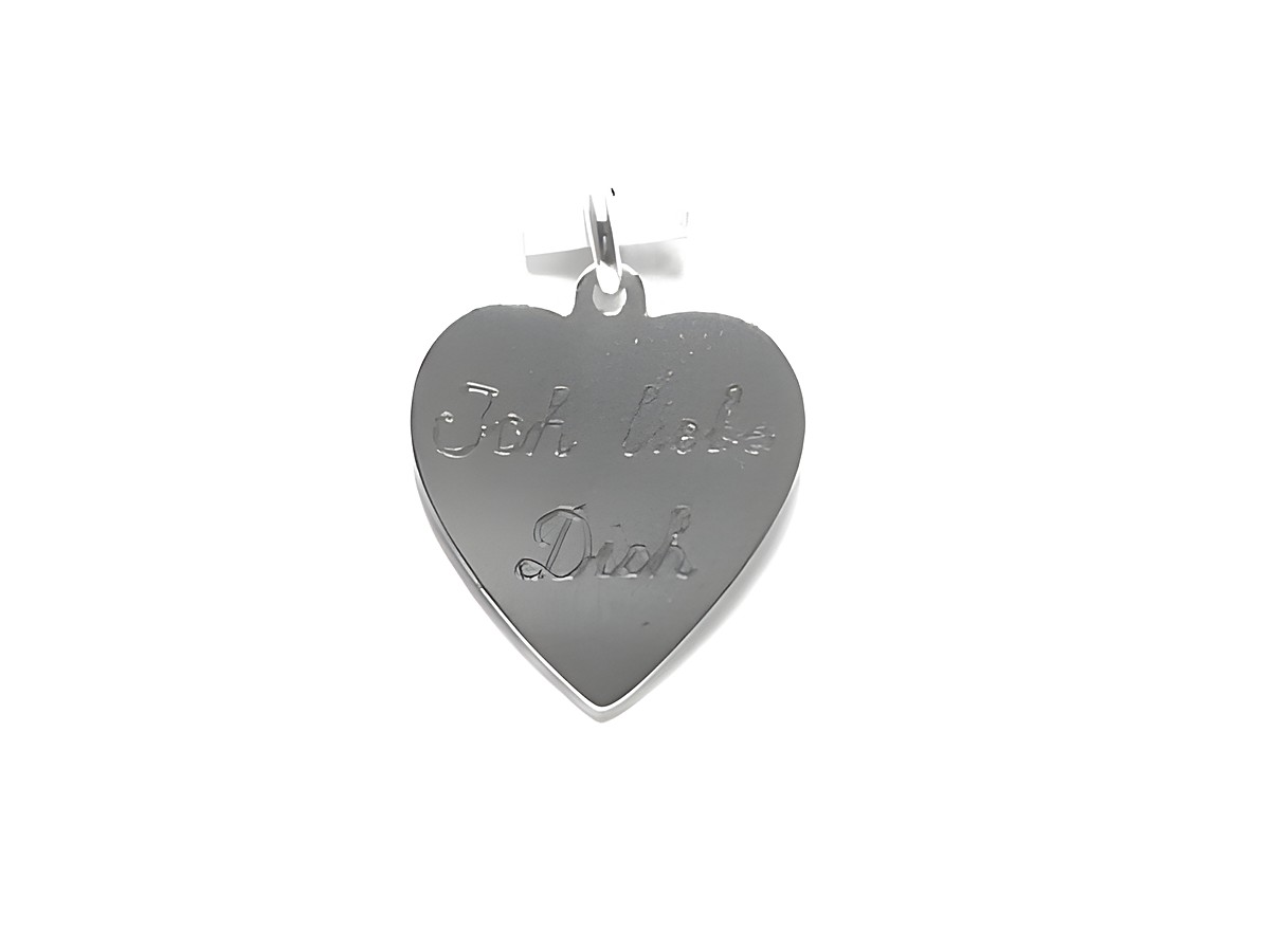 Gravurplatte Ich liebe Dich STERLING SILBER ANHÄNGER von Juwelier Harnisch, herzförmiger Anhänger mit eingravierter Botschaft in hochwertigem Silber. Ideal als Geschenkanhänger.
